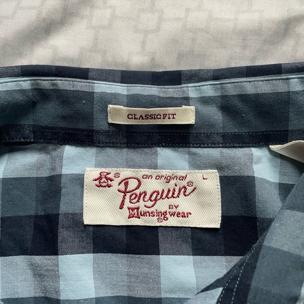 Mens Black and Blue Plaid Button Up